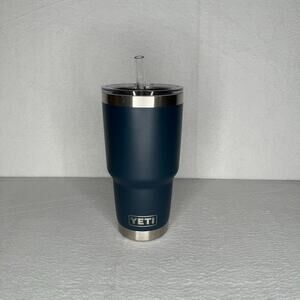 YETI 30 oz. Rambler Tumbler with large straw lid navy